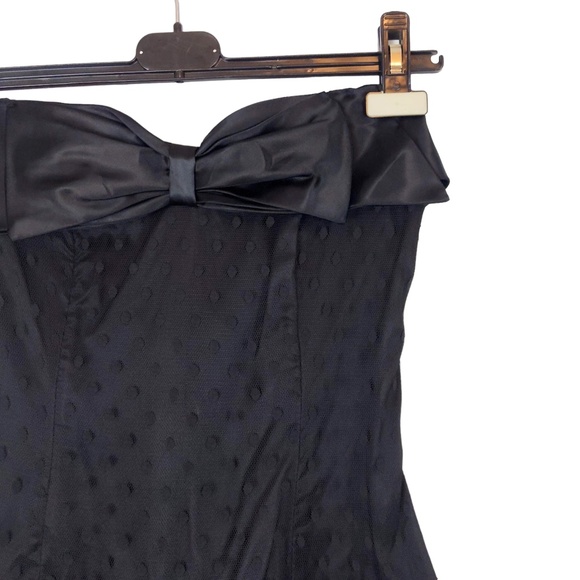 Vtg 80s Black Polka Dot Tulle Strapless Ruffle Tiered Mini Party Prom Dress - Picture 9 of 9